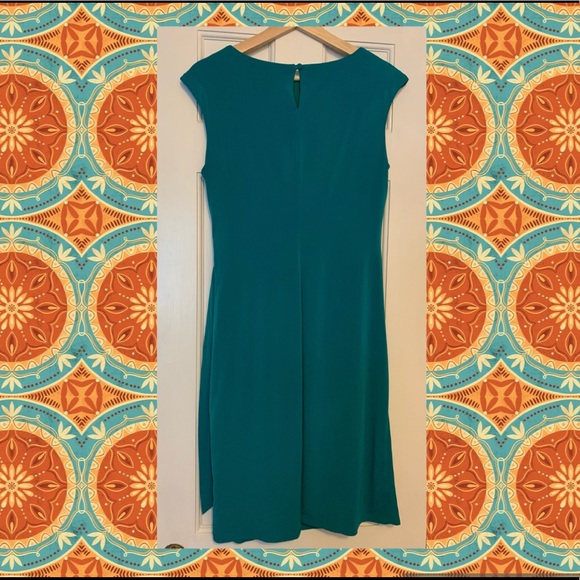 Chetta B. Teal Jersey Dress w/Tie Accent at Waist - Picture 2 of 3